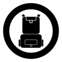 Backpack icon black color in circle or round vector