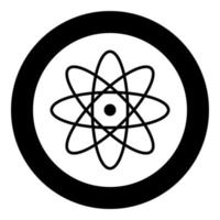 Atom icon black color in circle or round vector