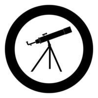 icono de telescopio color negro en círculo o redondo vector
