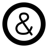 icono negro de ampersand en la ilustración de vector de círculo aislado.