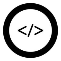 símbolo código icono color negro en círculo vector