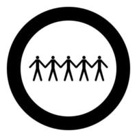 Team work concept icon black color in circle vector