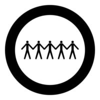 Team work concept icon black color in circle vector