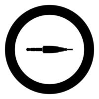 conector de cable de audio de estudio o icono de mini jack color negro en círculo vector