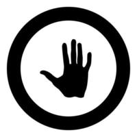 icono de mano humana color negro en círculo vector