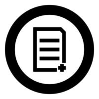 Document sheet add black icon in circle vector illustration