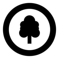 icono de árbol negro en círculo vector