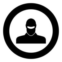 Man in balaclava or pasamontanas black icon in circle vector