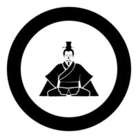 Emperor of China icon in round black color vector illustration black