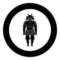 samurai japón guerrero icono en color negro redondo ilustración vectorial vector