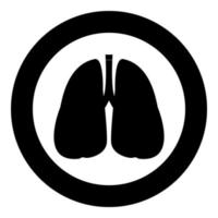 Lungs icon black color in circle vector