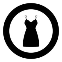 Sundress combination or nightie black icon in circle vector illustration isolated .