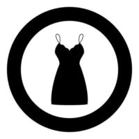 Sundress combination or nightie black icon in circle vector illustration isolated .