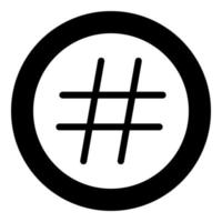 Hashtag icon black color in circle vector