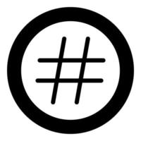 icono de hashtag color negro en círculo vector