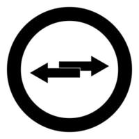 Two side arrows icon black color in circle vector