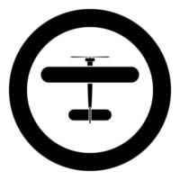 Biplane icon black color in circle vector