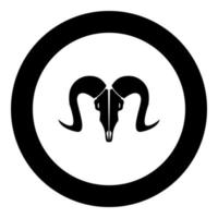 Goat head skull black icon in circle vector illustration