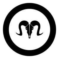 Goat head skull black icon in circle vector illustration