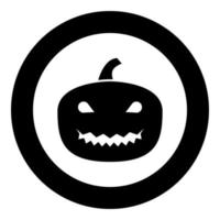 icono negro de calabaza de terror en la ilustración de vector de círculo