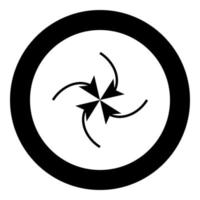 Four arrows in loop in center black icon in circle vector