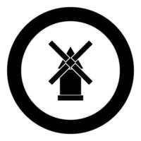 Windmill black icon in circle vector illustration