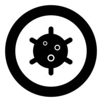 icono negro de virus en círculo vector