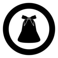 campana con lazo cinta icono negro en círculo vector