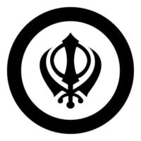 Khanda symbol sikhi sign icon black color vector illustration simple image