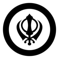 símbolo de khanda sikhi icono de signo color negro ilustración vectorial imagen simple vector