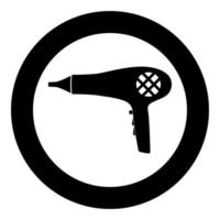 Blow dryer . Hair dryer icon black color in circle vector