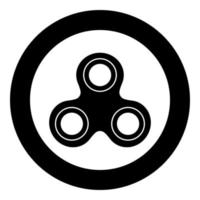 Hand spinner black icon in circle vector illustration isolated .