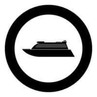 icono negro de crucero transatlántico en ilustración de vector de círculo aislado.