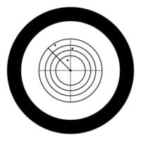 Radar icon black color in circle vector