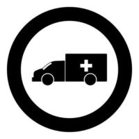 icono de coche de emergencia color negro en círculo vector