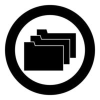 Folders icon black color in circle vector