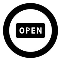 Sign open icon black color in circle vector