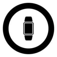 Digital hand clock icon black color in circle vector