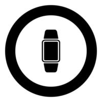 Digital hand clock icon black color in circle vector