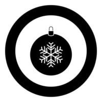 New Year ball toy. Christmas ball or Xmas bauble black icon in circle vector