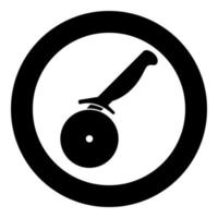 Pizza cutter ot pizza knife icon black color vector illustration simple image