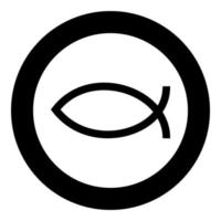 Symbol fish icon black color vector illustration simple image