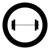 Barbell icon black color in circle vector