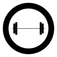 Barbell icon black color in circle vector