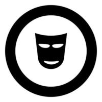 icono de máscara de teatro color negro en círculo vector