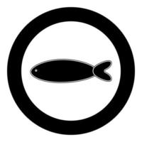 icono de pescado color negro en círculo vector
