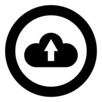 icono de servicio en la nube color negro en círculo vector