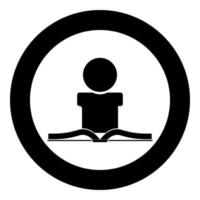 Man reading book icon black color in circle vector