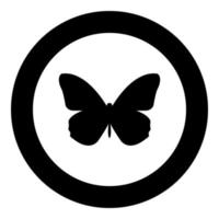 icono de mariposa color negro en círculo vector