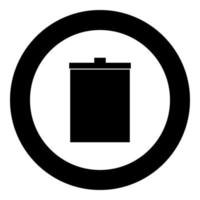 Trash bucket icon black color in circle or round vector